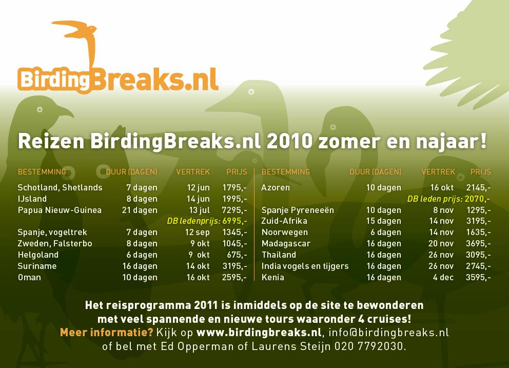 BirdingBreaks reisschema